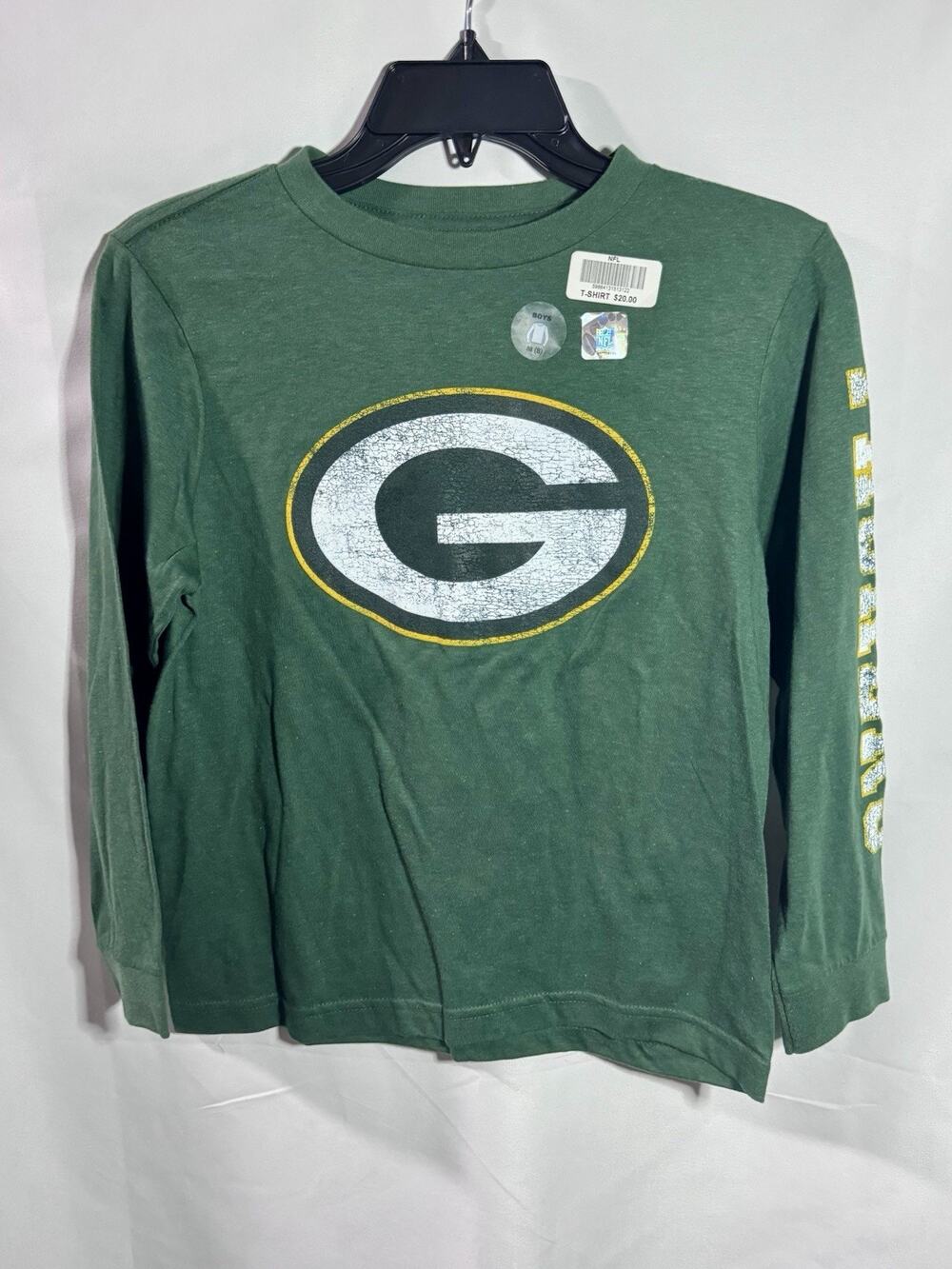 Green Bay Packers Shirt Long Sleeve Green Cotton NFL Pro Line Youth Medium